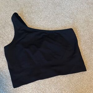 Athleta Black One-Shoulder Crop Top